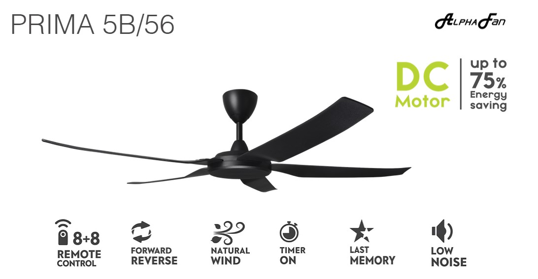 Alpha 56'' DC Motor Ceiling Fan (8 Speed) PRIMA 5B/56